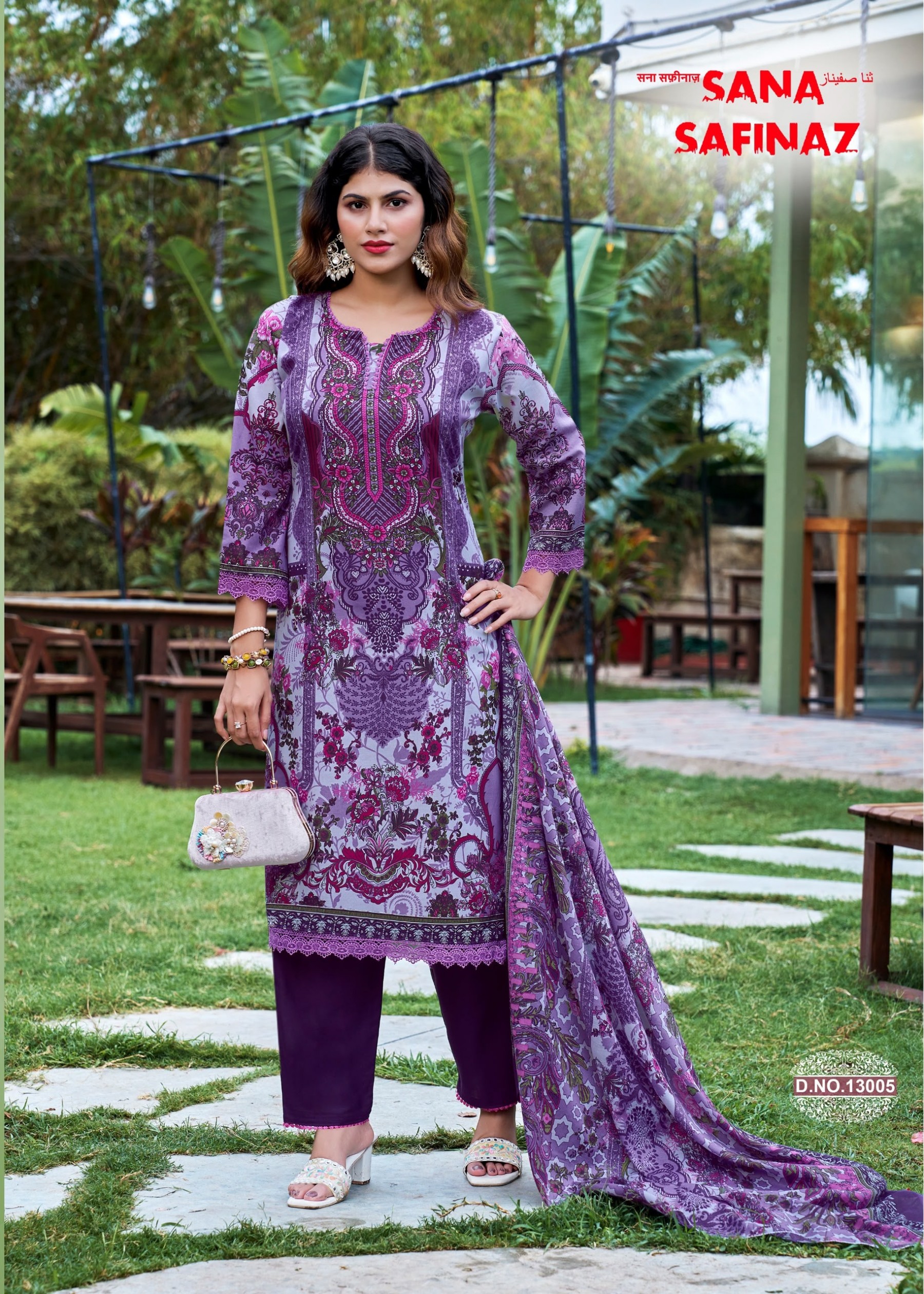 Falak International Sana Safinaz Vol 13 Cotton Digital Print Pakistani Dress Material (Full Set) Wholesale Price 