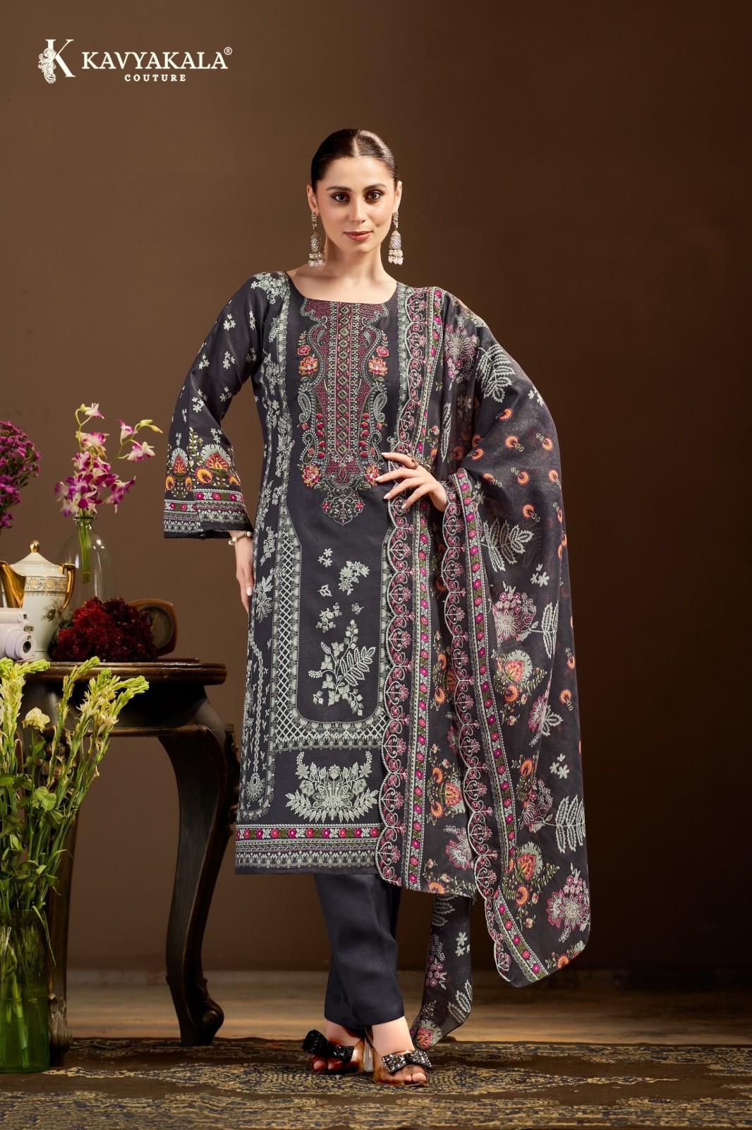 Kavya Kala Mannat Karachi Cotton Designer Embroidered Pakistani Suit (Full Set) Wholesale Price 