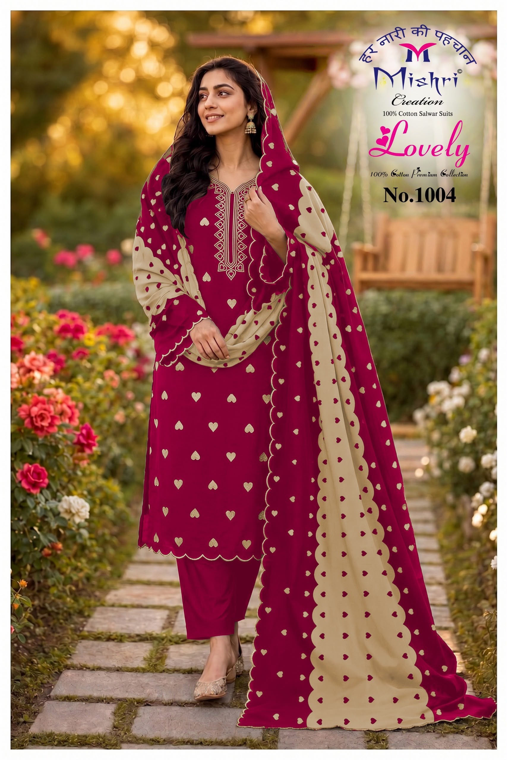Mishri Creation Lovely Heart Cotton Printed Pakistani Dress Material (Full Set) Wholesale Price 