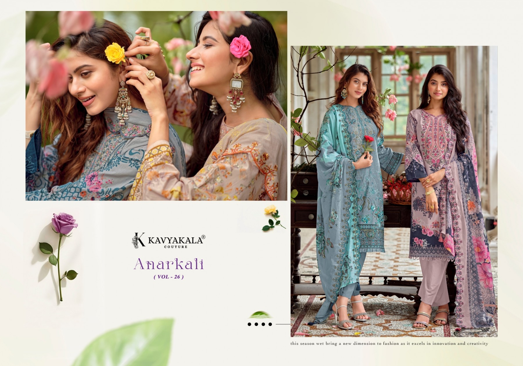Kavya Kala Anarkali Vol- 26 – Cotton Embroidered 3 Piece Pakistani Suit (Full Set) Wholesale Price 