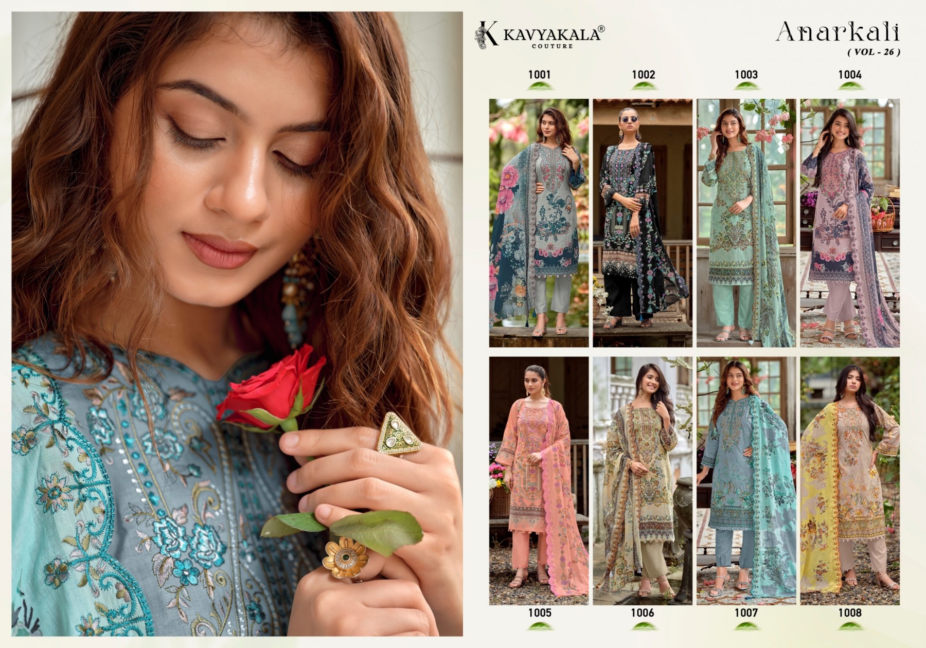 Kavya Kala Anarkali Vol- 26 – Cotton Embroidered 3 Piece Pakistani Suit (Full Set) Wholesale Price 
