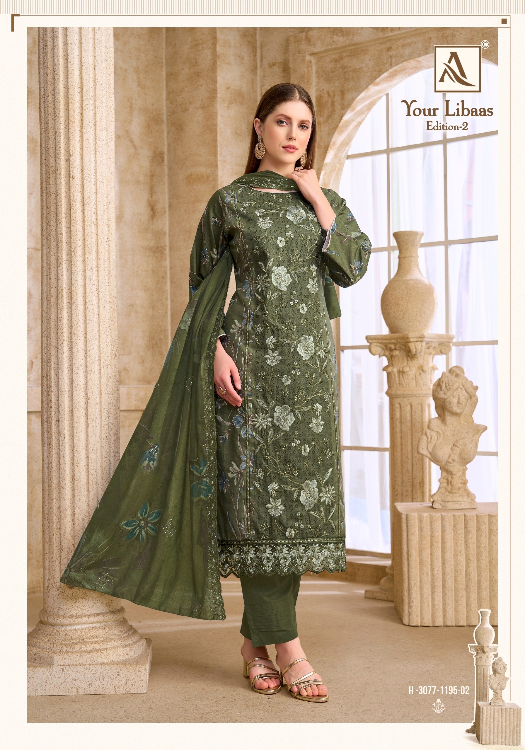 Alok Suit Your Libaas -2 – Premium Cambric Cotton Foil Print Embroidered Pakistani Suit (Full Set) Wholesale Price 