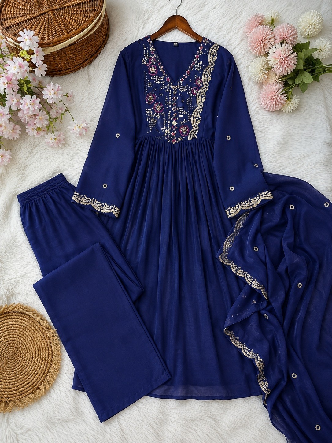 Heavy Chanderi Silk Embroidered Sequence Work Readymade Suit Set – Sitrah Collection Anarkali Party wear Dress Single Wholesale Price 