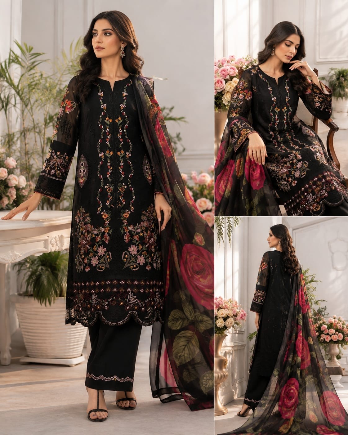 Ramsha Luxury Lawn Pure Cotton Embroidered Suit with Chiffon Print Dupatta Pakistani Suit Single Wholesale Price 