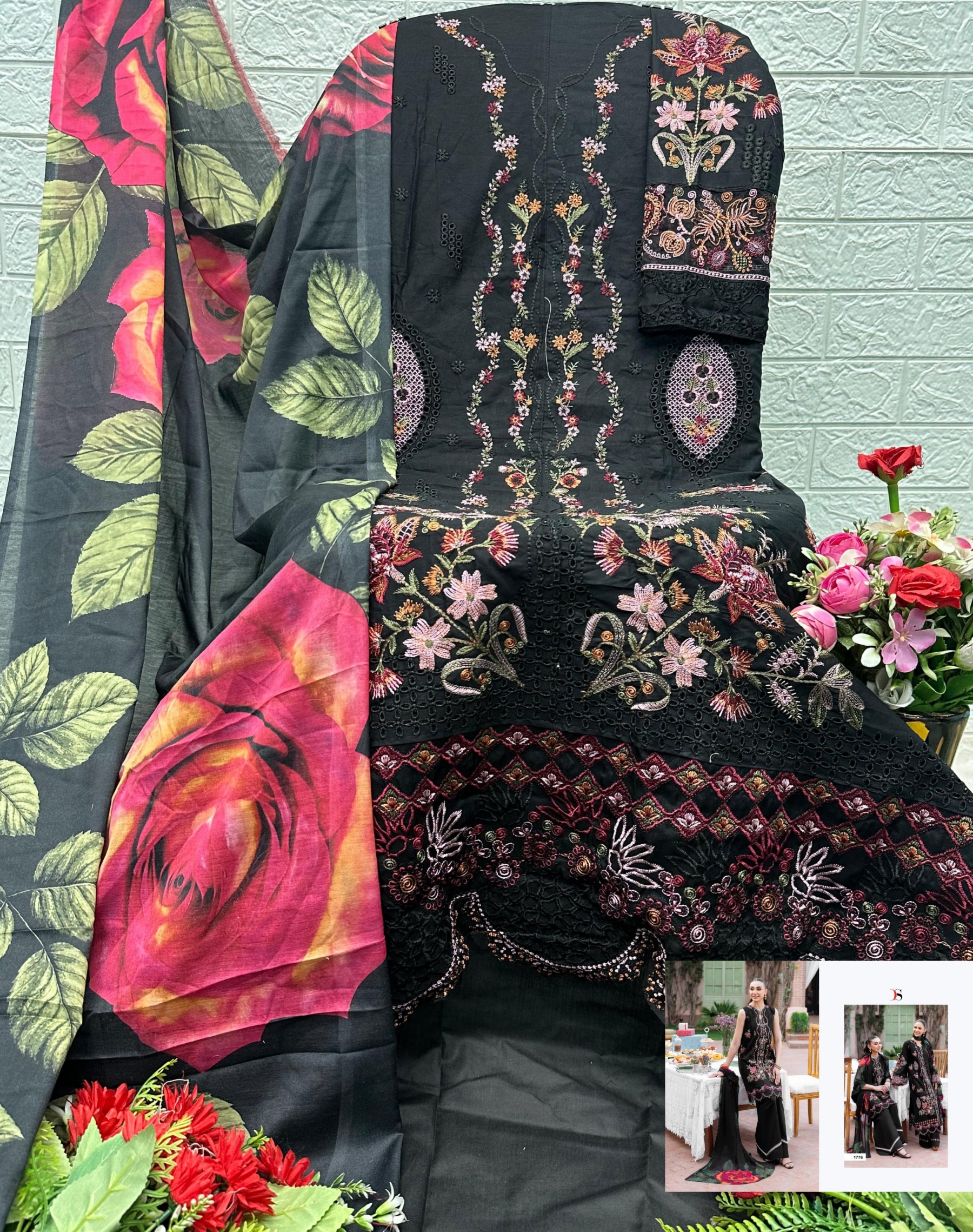 Ramsha Luxury Lawn Pure Cotton Embroidered Suit with Chiffon Print Dupatta Pakistani Suit Single Wholesale Price 