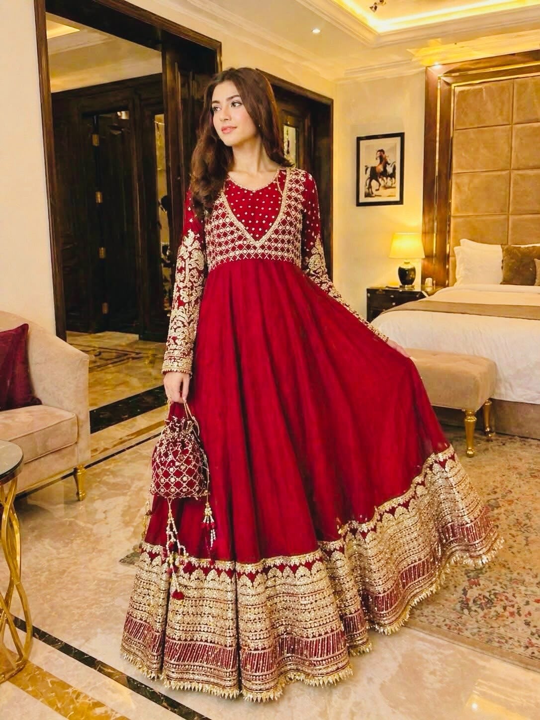 JF-049 Designer Heavy Georgette Embroidered Sequence Work Gown Set with Dupatta Partywear And Wedding Gown Single Wholesale Price 