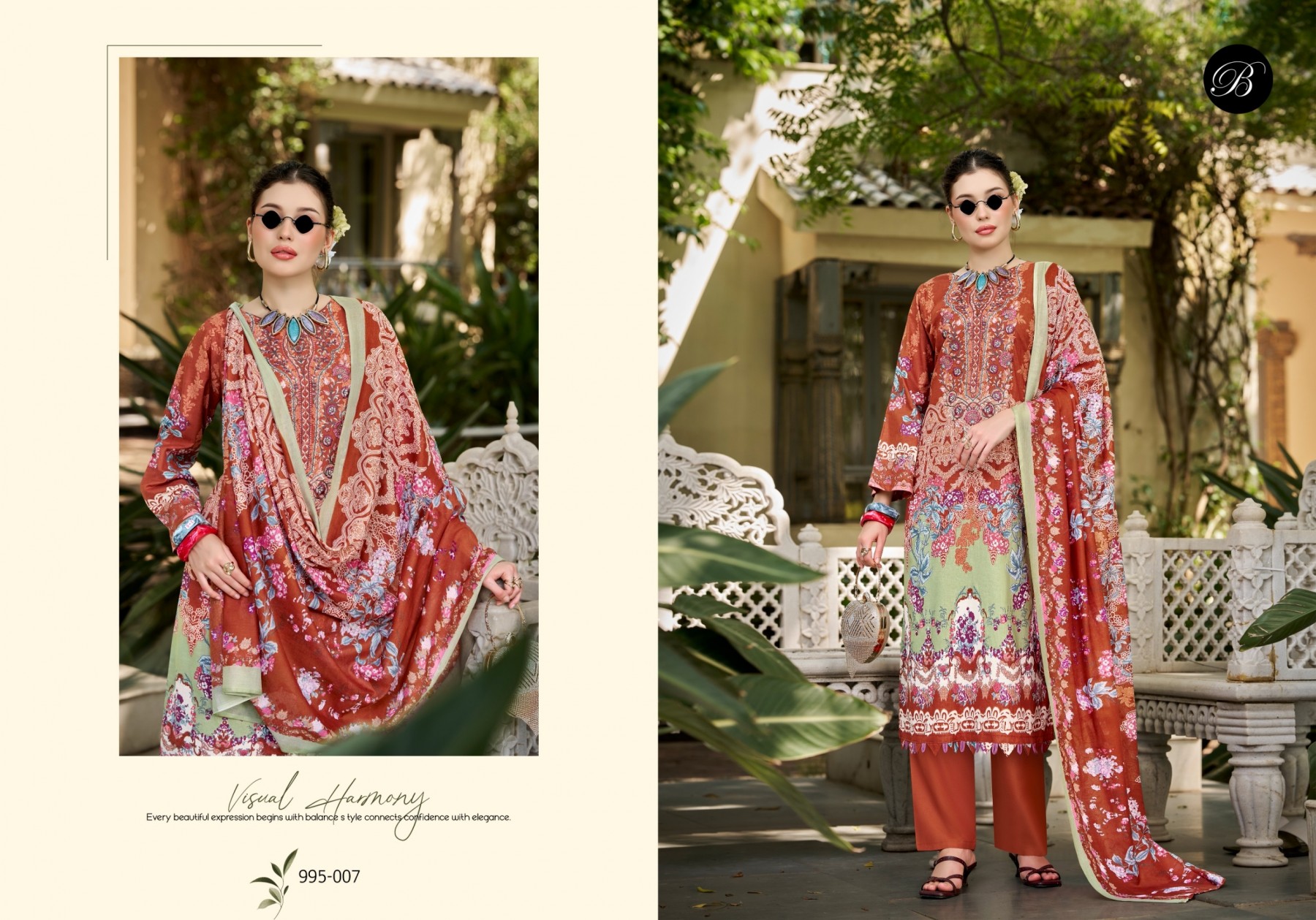 Belliza Naira Vol 153 Pure Cotton Digital Print Embroidered Unstitched Pakistani Suit (Full Set) Wholesale Price 