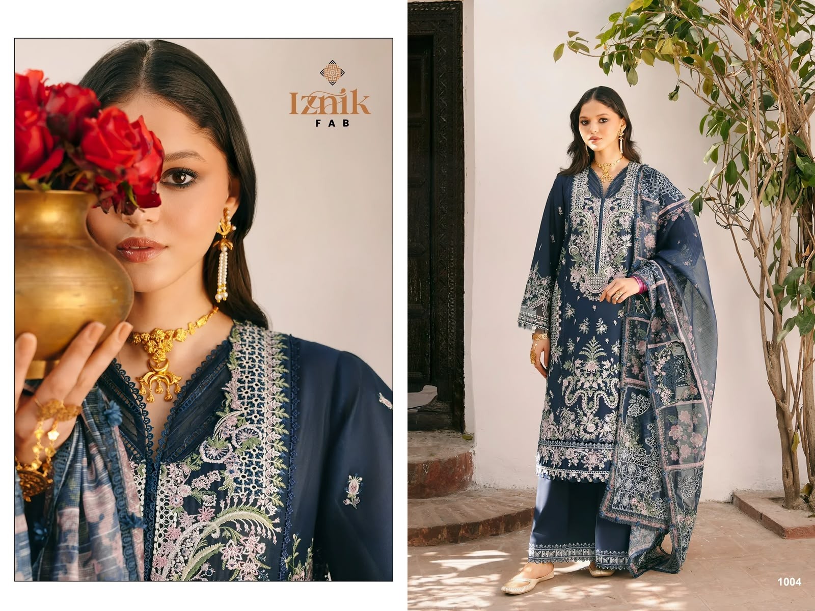Iznik Fab A-Khaf Premium Lawn Collection | Cambric Cotton Embroidered Pakistani Suit (Full Set) Wholesale Price 