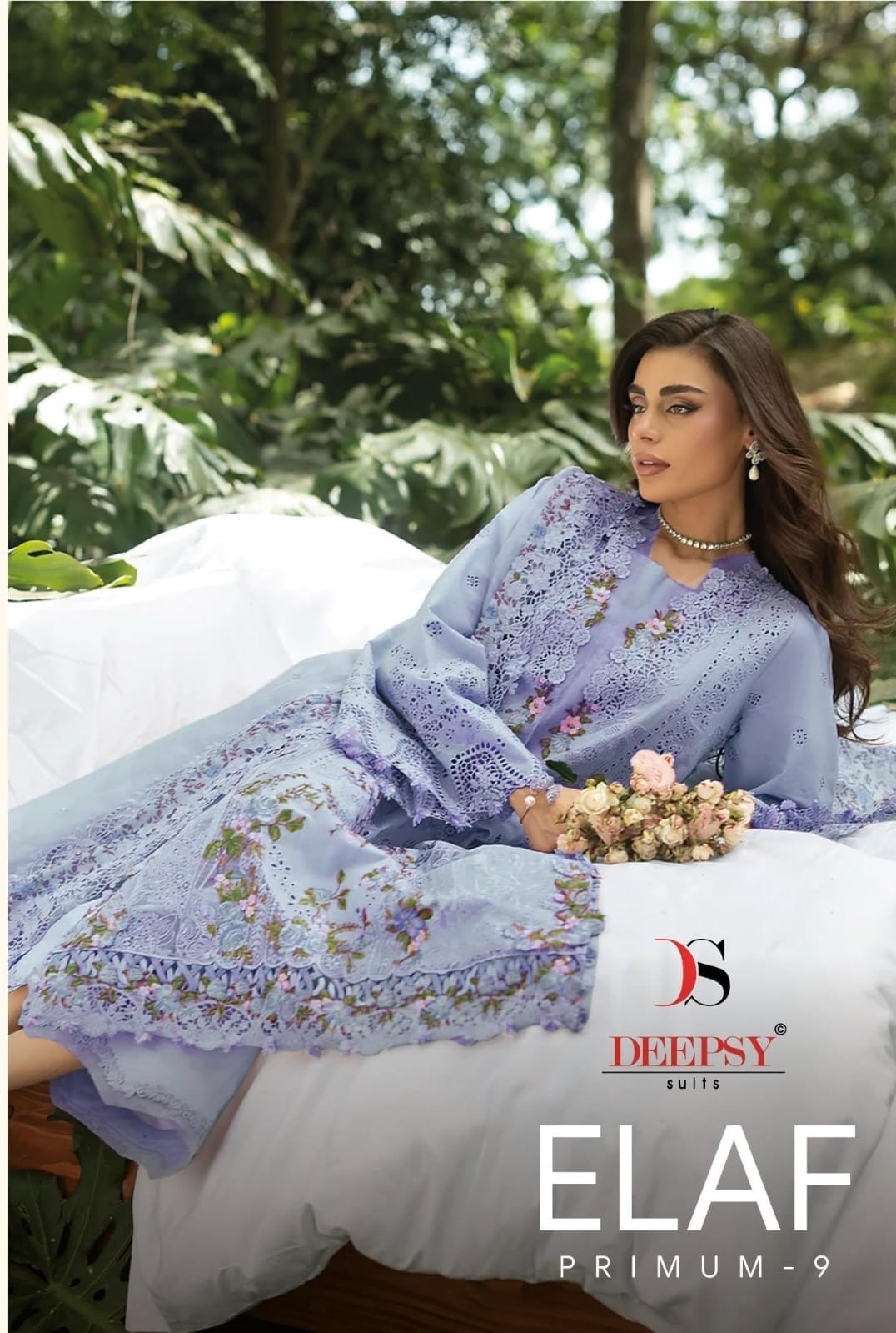 ELAF Premium-9 Luxury Lawn Embroidered 6-Piece Suit by DEEPSY SUITS Pakistani Dress (Full Set) Wholesale Price 