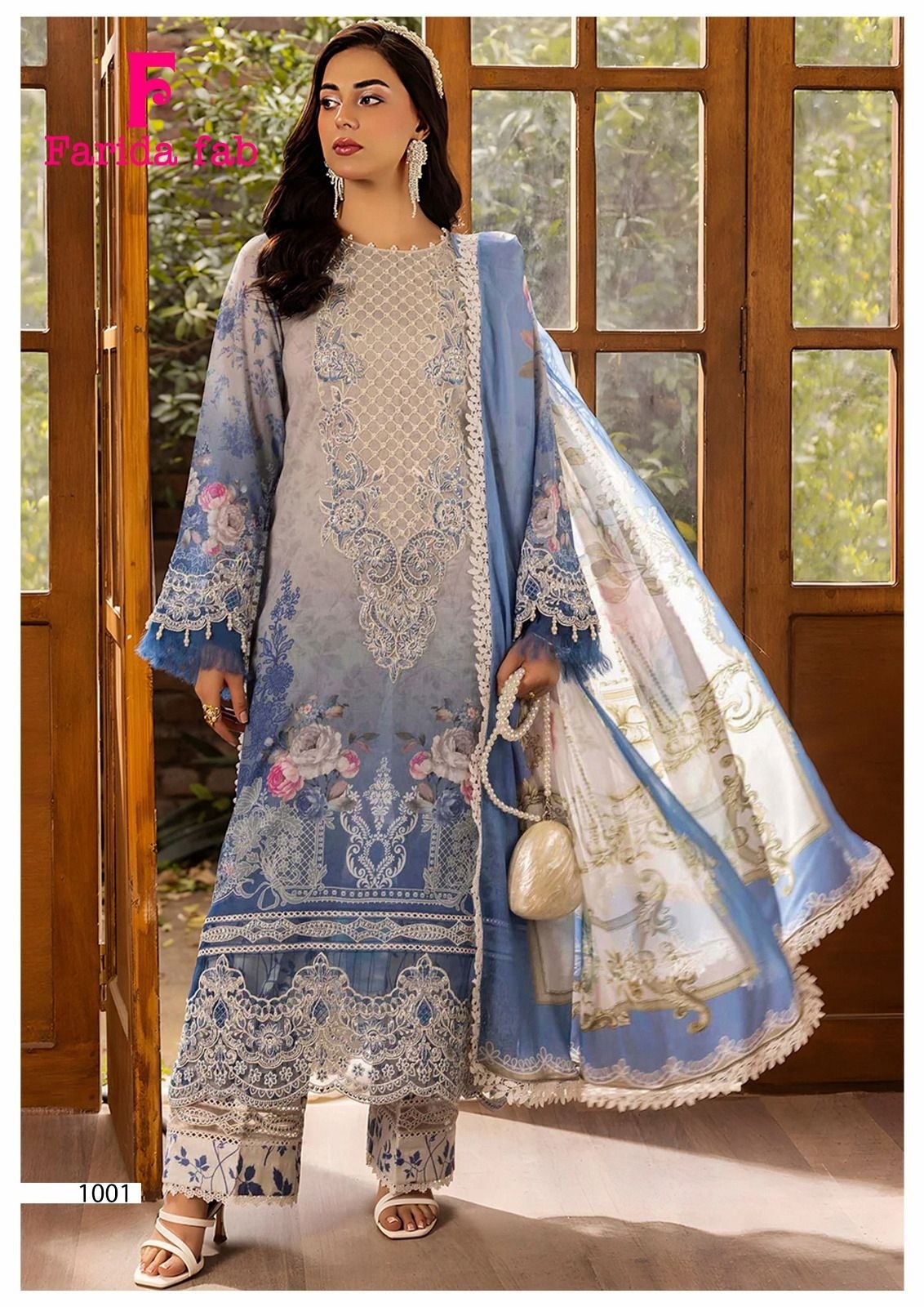 PARIAN DREAM Vol 22 Premium Designer 6-Piece Lawn Cotton Suit by FARIDA FAB Pakistani Karachi Printed Suit (Full Set) Wholesale Price 
