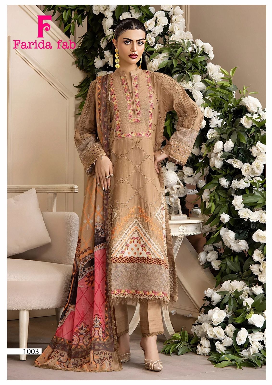 PARIAN DREAM Vol 22 Premium Designer 6-Piece Lawn Cotton Suit by FARIDA FAB Pakistani Karachi Printed Suit (Full Set) Wholesale Price 