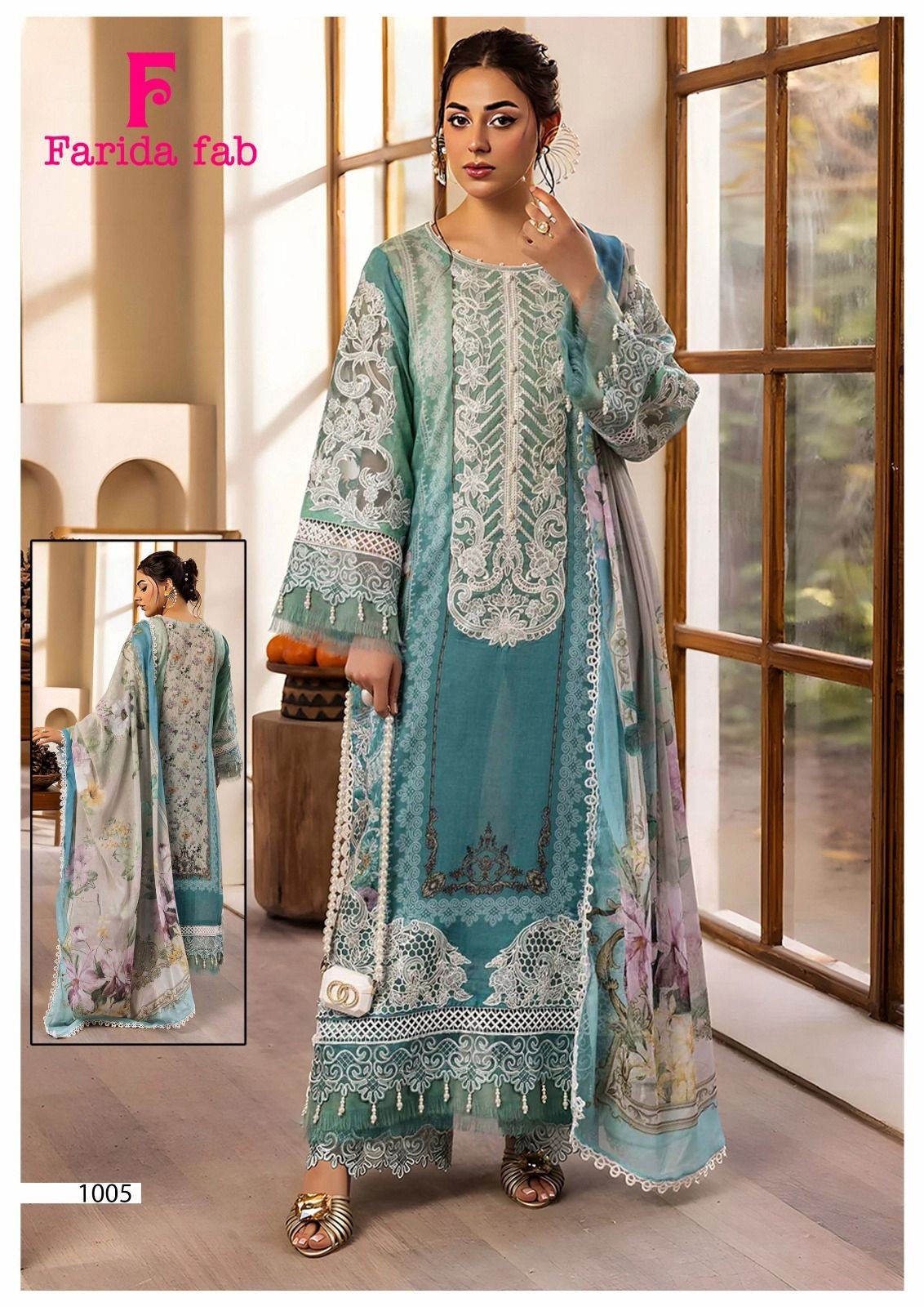 PARIAN DREAM Vol 22 Premium Designer 6-Piece Lawn Cotton Suit by FARIDA FAB Pakistani Karachi Printed Suit (Full Set) Wholesale Price 