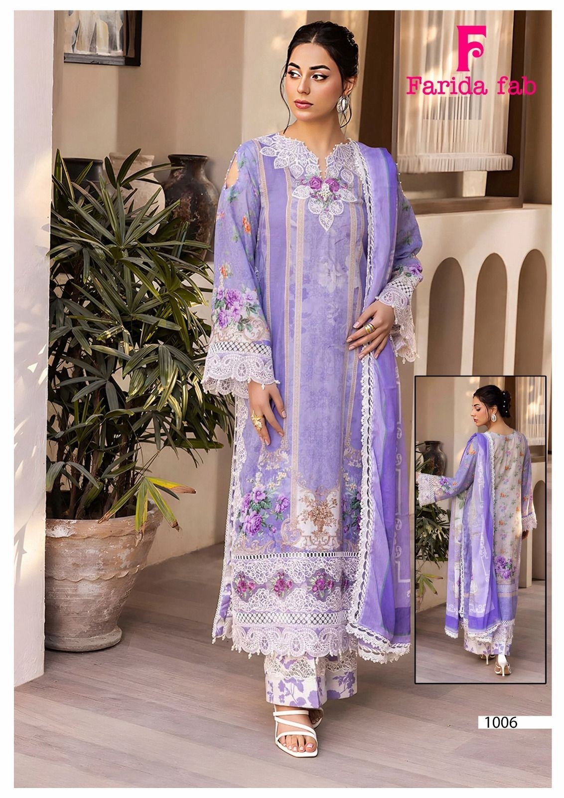 PARIAN DREAM Vol 22 Premium Designer 6-Piece Lawn Cotton Suit by FARIDA FAB Pakistani Karachi Printed Suit (Full Set) Wholesale Price 