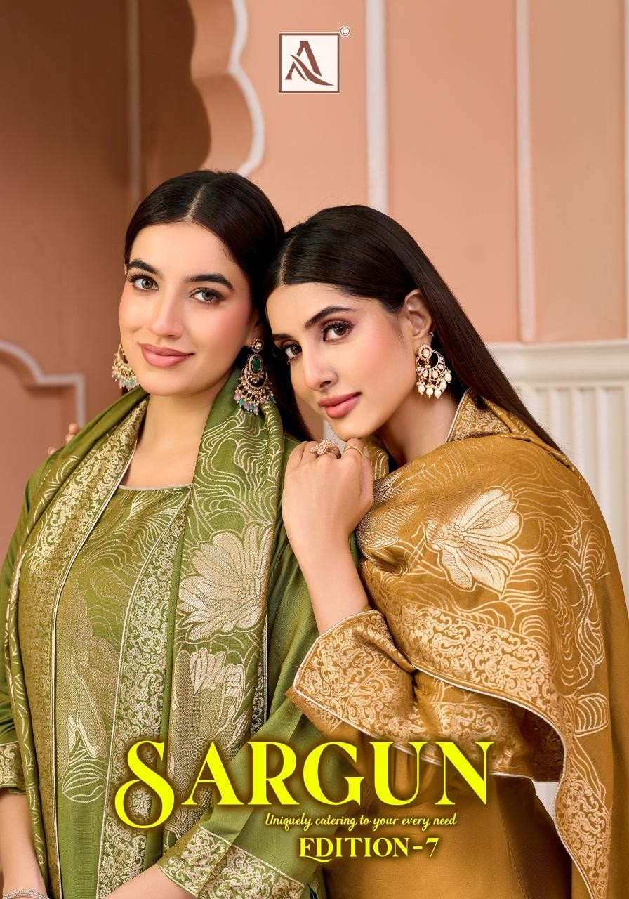 ALOK SUIT Sargun-7 Luxury Viscose Maslin Jacquard Designer Pakistani Suit (Full Set) Wholesale Price 