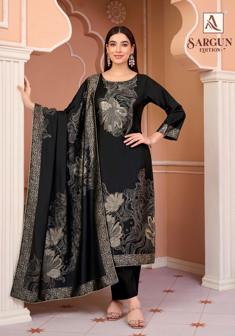 ALOK SUIT Sargun-7 Luxury Viscose Maslin Jacquard Designer Pakistani Suit (Full Set) Wholesale Price 