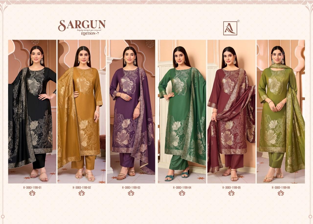 ALOK SUIT Sargun-7 Luxury Viscose Maslin Jacquard Designer Pakistani Suit (Full Set) Wholesale Price 