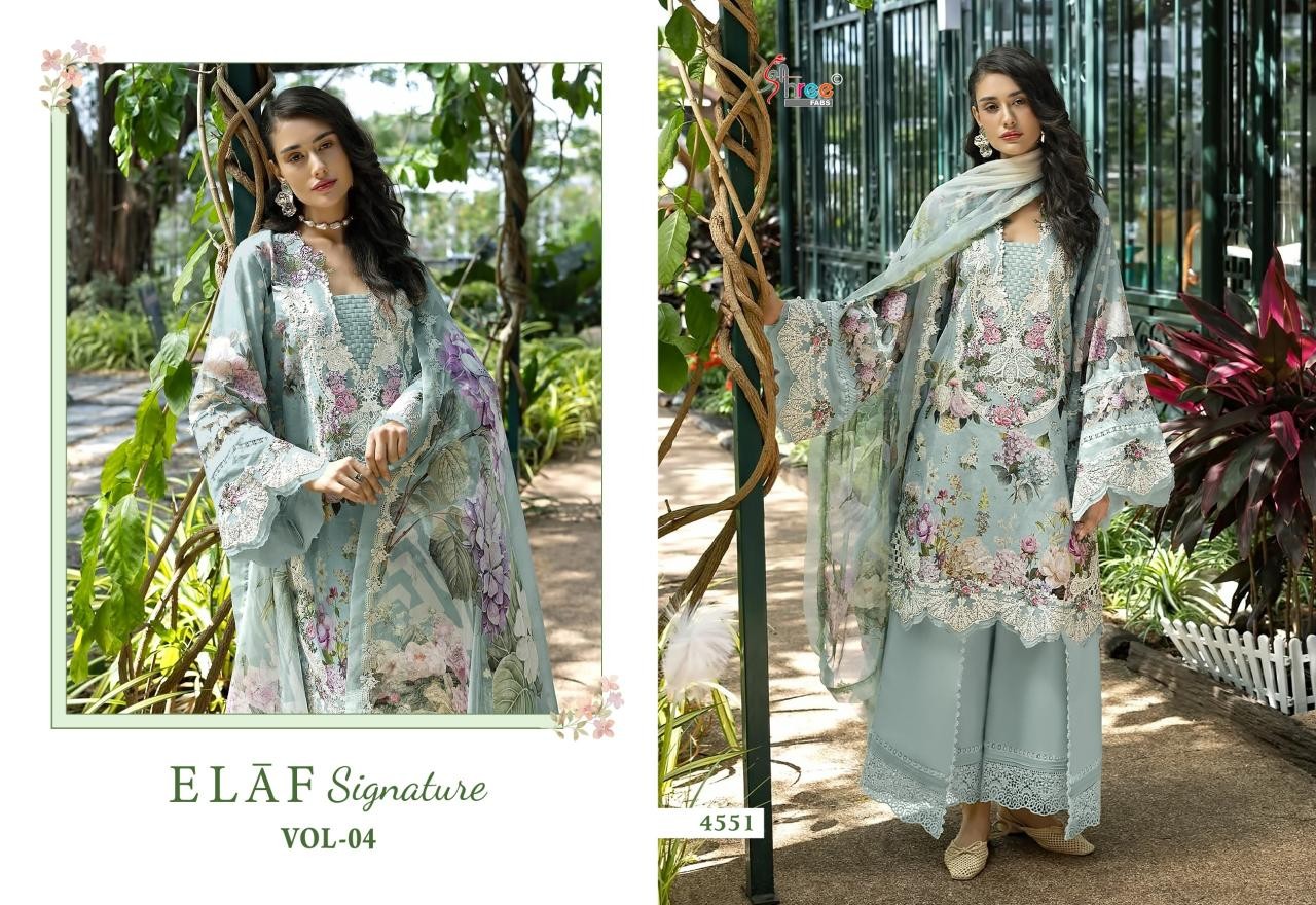 ELAF Signature Vol-4 Premium Cotton Embroidered Pakistani Suit (Full Set) Wholesale Price 