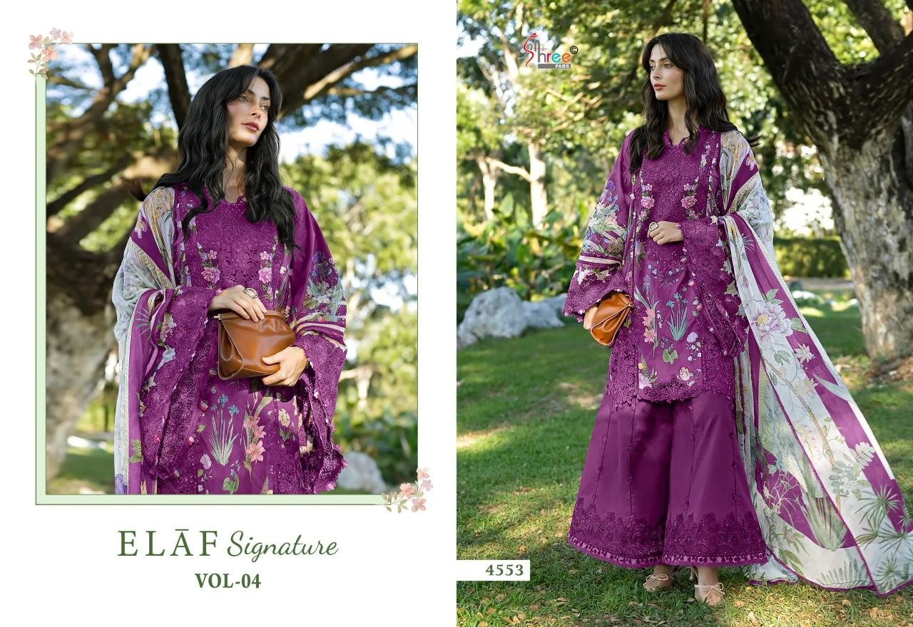 ELAF Signature Vol-4 Premium Cotton Embroidered Pakistani Suit (Full Set) Wholesale Price 