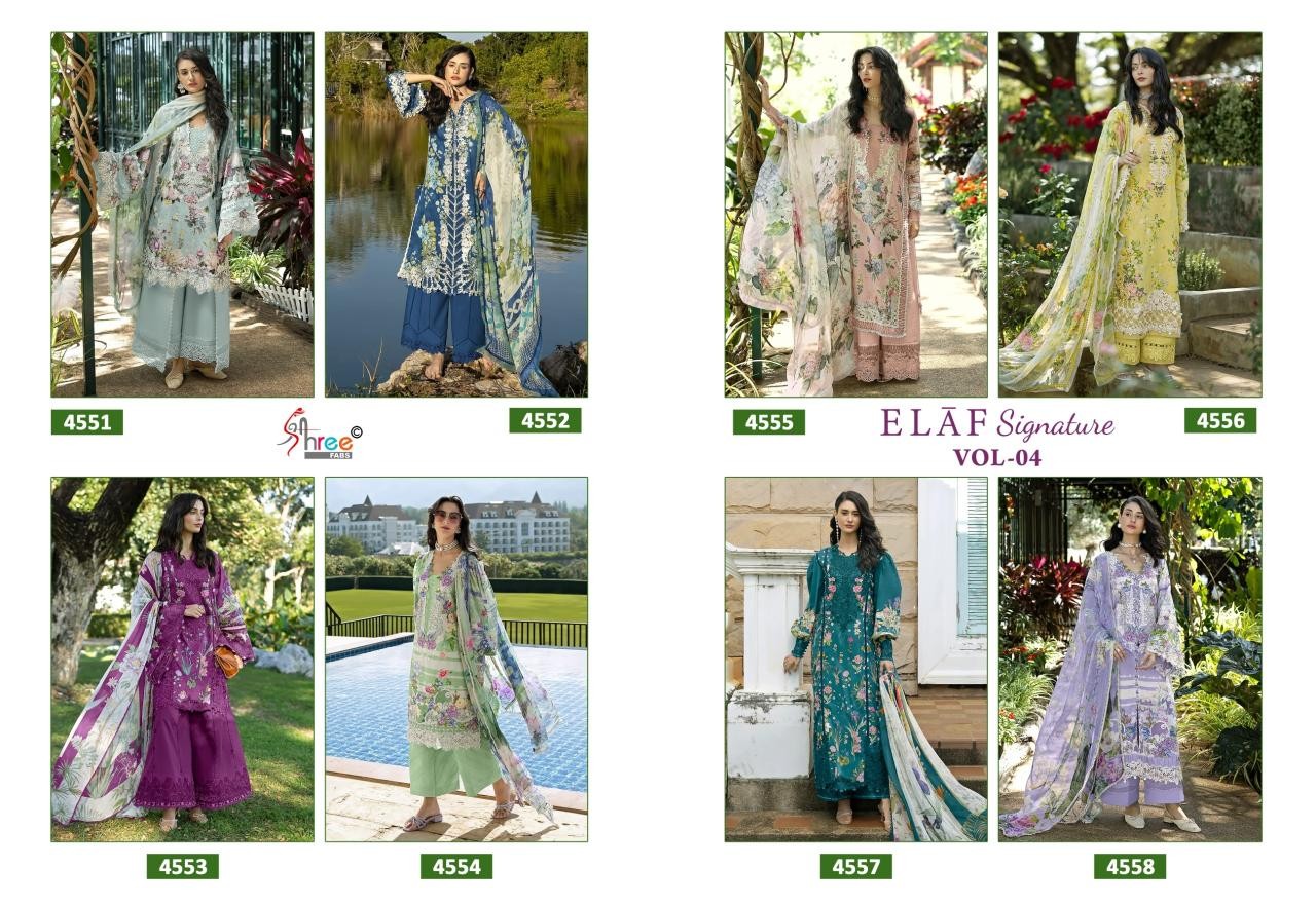 ELAF Signature Vol-4 Premium Cotton Embroidered Pakistani Suit (Full Set) Wholesale Price 