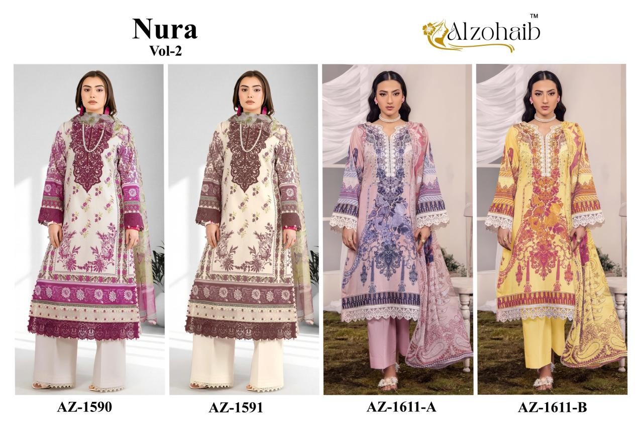 ALZOHAIB Nura Vol-2 Pakistani Suit – Pure Cotton Patch Work Pakistani Suit (Single & Full Set) Wholesale Price 