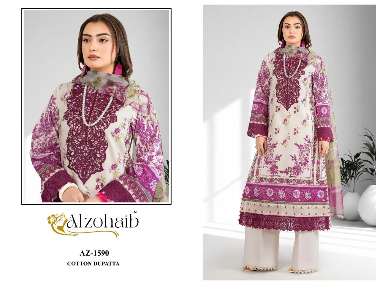 ALZOHAIB Nura Vol-2 Pakistani Suit – Pure Cotton Patch Work Pakistani Suit (Single & Full Set) Wholesale Price 