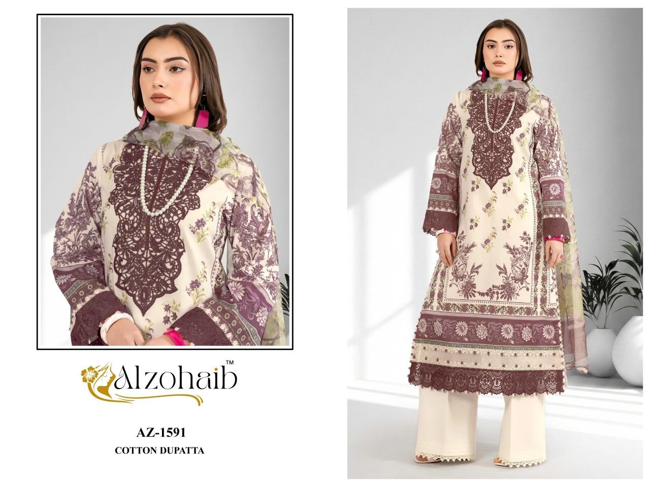 ALZOHAIB Nura Vol-2 Pakistani Suit – Pure Cotton Patch Work Pakistani Suit (Single & Full Set) Wholesale Price 