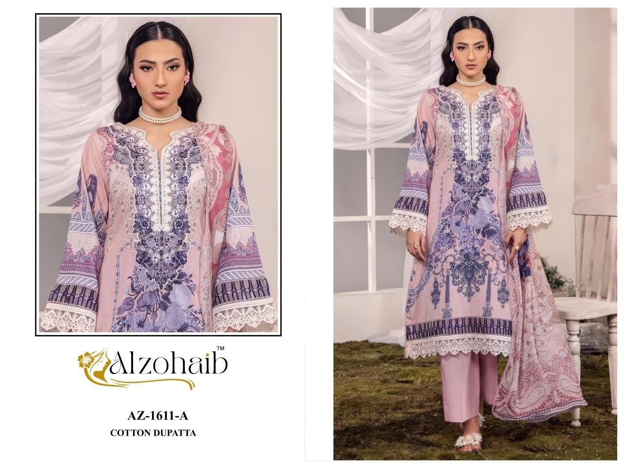 ALZOHAIB Nura Vol-2 Pakistani Suit – Pure Cotton Patch Work Pakistani Suit (Single & Full Set) Wholesale Price 