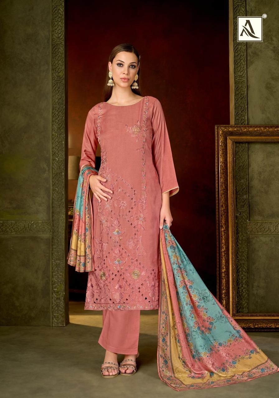 Alok Suit Farmaish Premium Viscose Maslin Embroidered Suit (Full Set) Wholesale Price 
