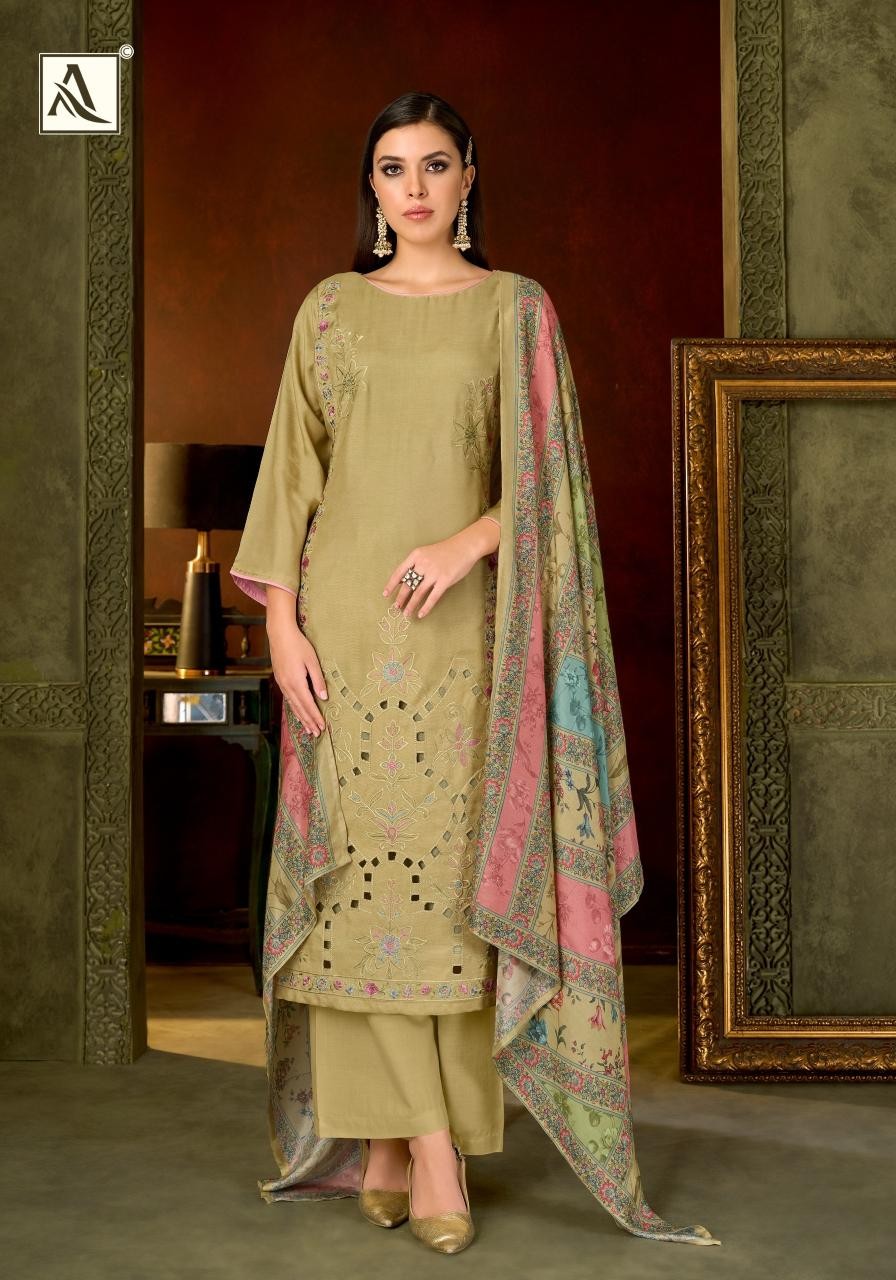 Alok Suit Farmaish Premium Viscose Maslin Embroidered Suit (Full Set) Wholesale Price 