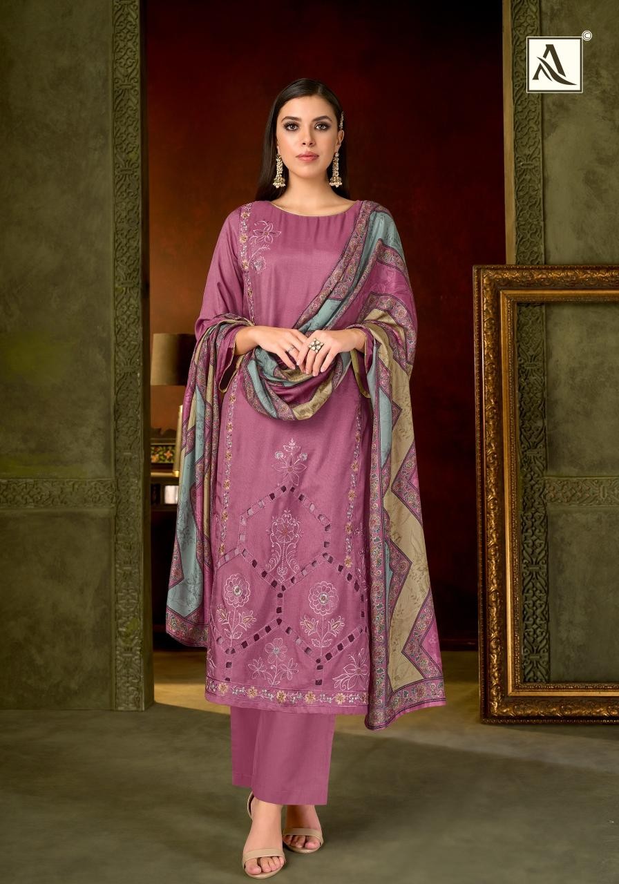 Alok Suit Farmaish Premium Viscose Maslin Embroidered Suit (Full Set) Wholesale Price 