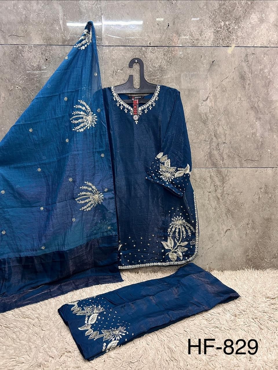 HOOR TEX HF-829 A to D – Full Stitched Pakistani Suit with Heavy Organza Dupatta Pakistani Readymade Suit (Single & Full Set) Wholesale Price 
