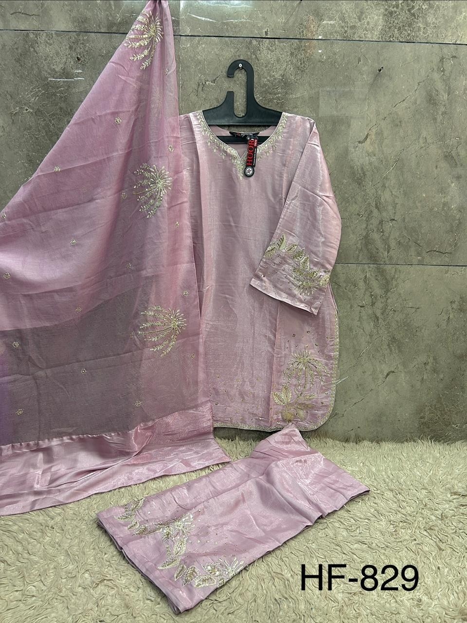 HOOR TEX HF-829 A to D – Full Stitched Pakistani Suit with Heavy Organza Dupatta Pakistani Readymade Suit (Single & Full Set) Wholesale Price 