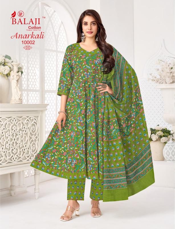 BALAJI COTTON ANARKALI VOL. 10 – Readymade Anarkali Suit with Cotton Dupatta (Full Set) Wholesale Price 
