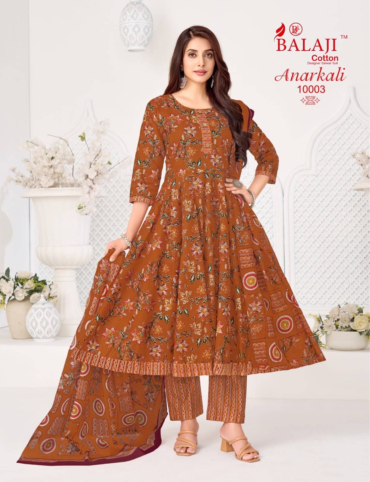 BALAJI COTTON ANARKALI VOL. 10 – Readymade Anarkali Suit with Cotton Dupatta (Full Set) Wholesale Price 
