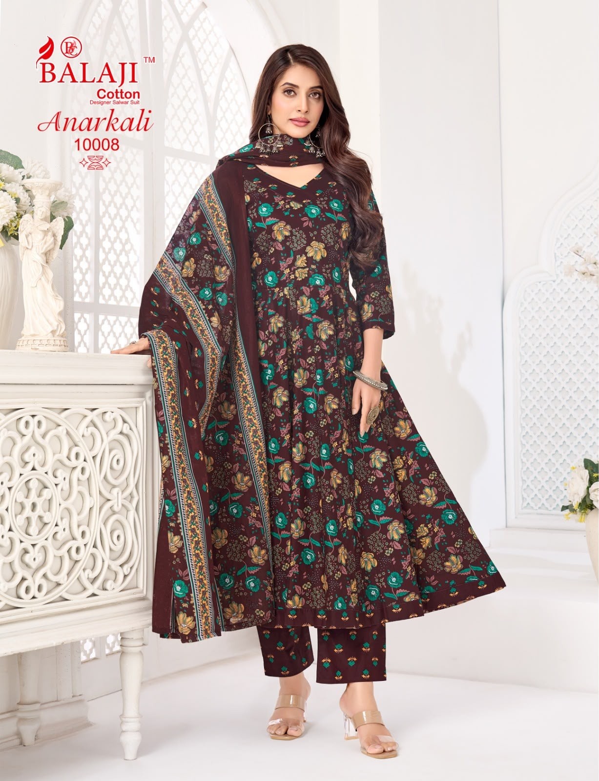 BALAJI COTTON ANARKALI VOL. 10 – Readymade Anarkali Suit with Cotton Dupatta (Full Set) Wholesale Price 