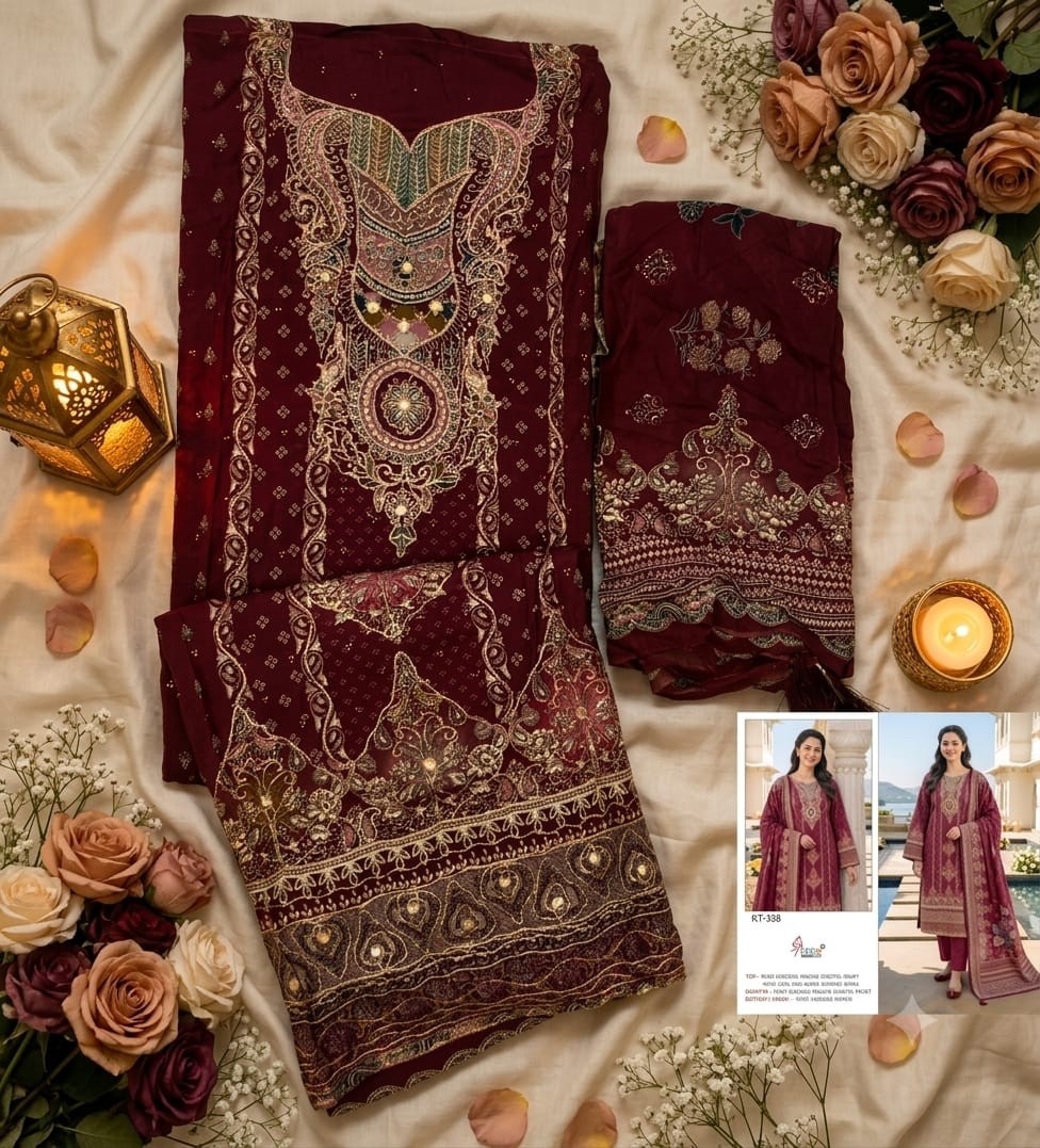 Shree Fab Surat KT 387 & KT 388 Premium Viscose Maslin Digital Print Pakistani Suit Single Wholesale Price 