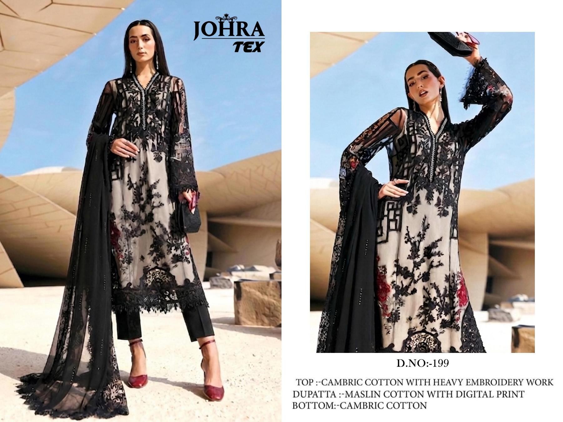 JOHRA TEX JT-199 Super Hit Cambric Cotton Embroidered Pakistani Suit Single Wholesale Price 