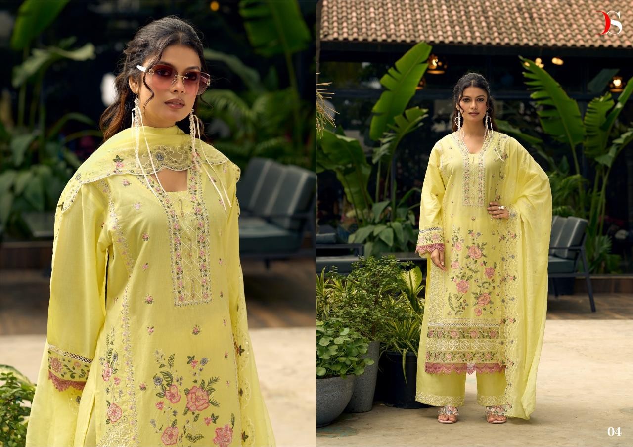 ELAF Exclusive Pakistani Lawn Collection by DEEPSY SUITS – Heavy Embroidered 6-Piece Pakistani Suit (Full Set) Wholesale Price 