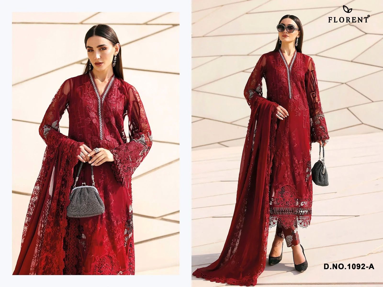 Maria B Premium Embroidered-3 Design 1092 ABCD – Cotton Embroidered Pakistani Suit Single Wholesale Price 