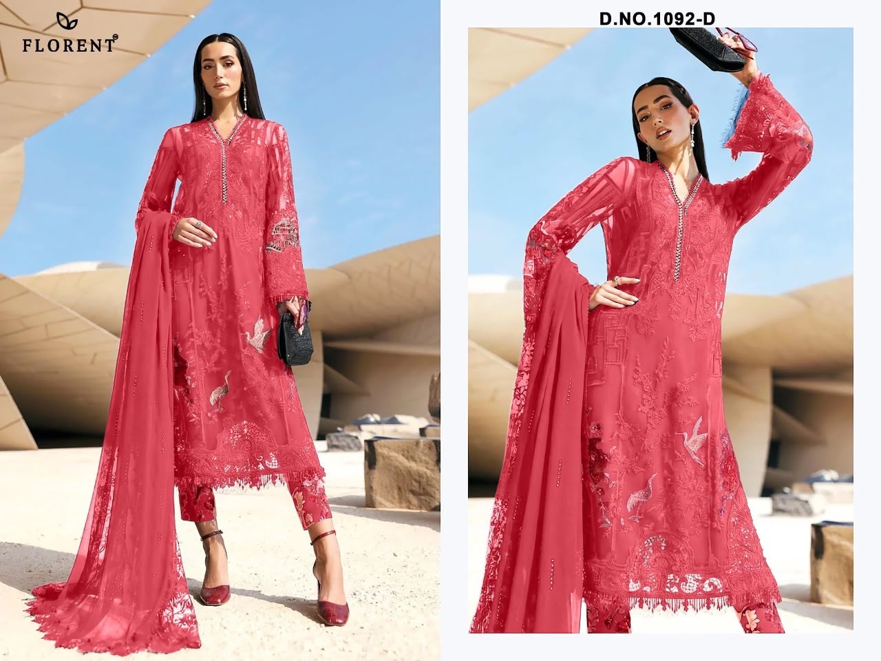 Maria B Premium Embroidered-3 Design 1092 ABCD – Cotton Embroidered Pakistani Suit Single Wholesale Price 