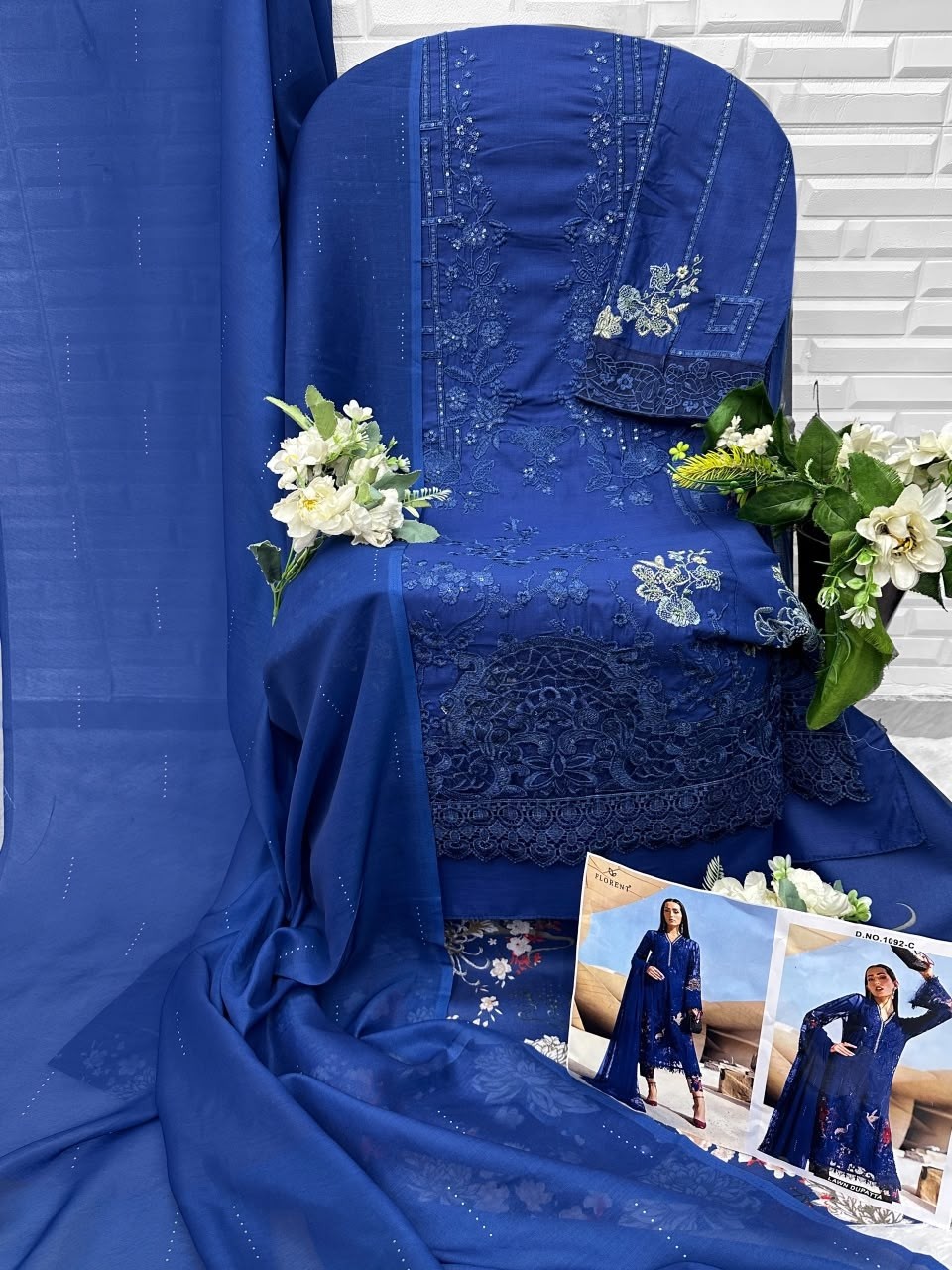 Maria B Premium Embroidered-3 Design 1092 ABCD – Cotton Embroidered Pakistani Suit Single Wholesale Price 