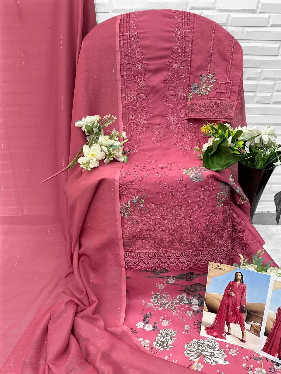 Maria B Premium Embroidered-3 Design 1092 ABCD – Cotton Embroidered Pakistani Suit Single Wholesale Price 