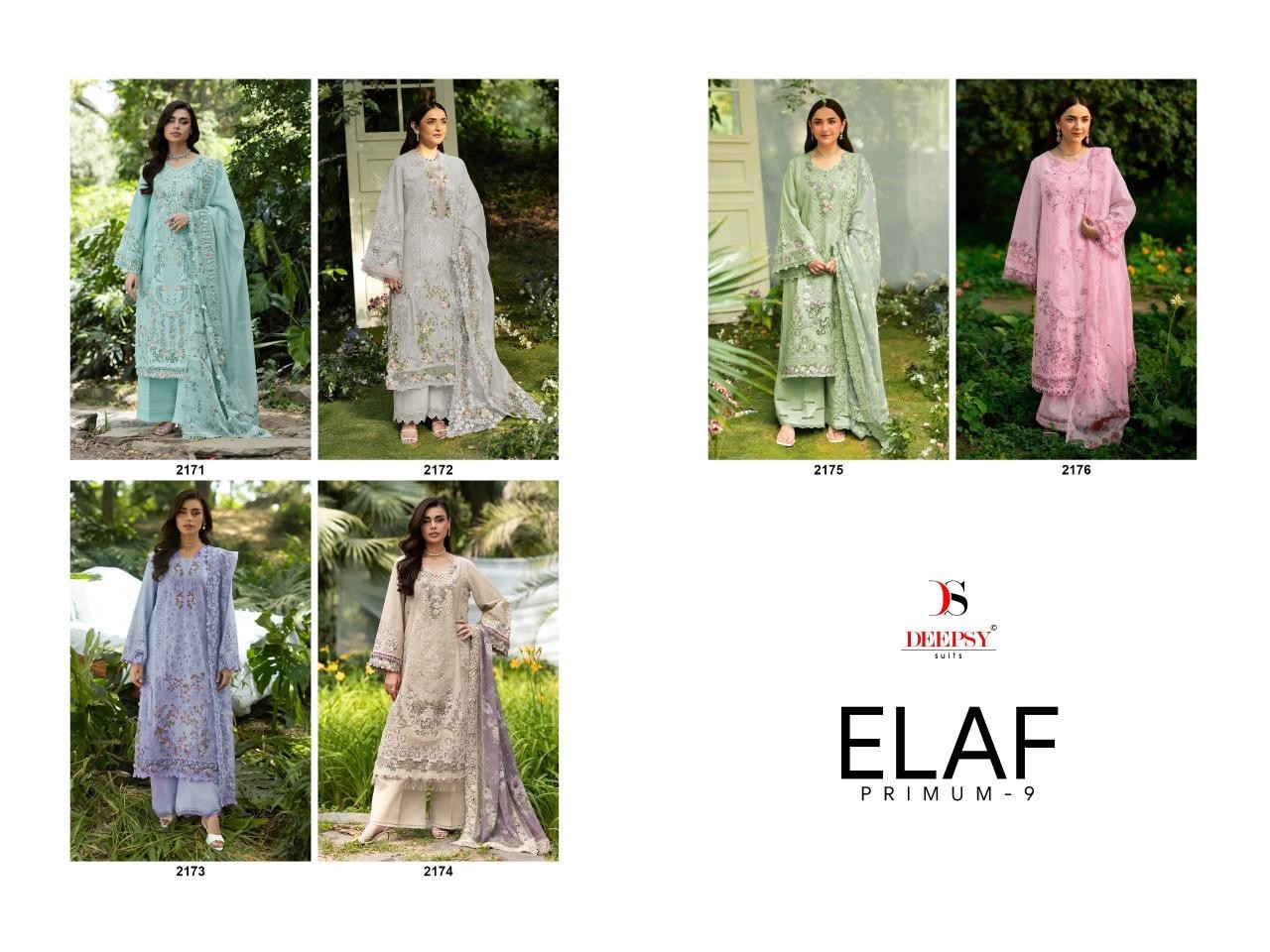 ELAF Premium-9 Luxury Lawn by DEEPSY SUITS – 6-Piece Embroidered Cotton Pakistani Suit Single Wholesale Price 