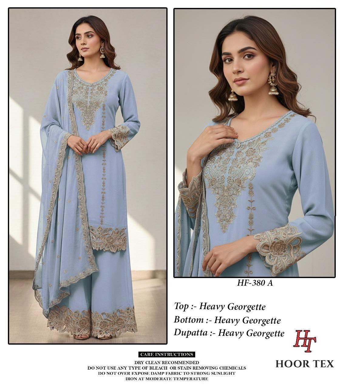 HOOR TEX HF-380 A to D – Full Stitched Heavy Georgette Pakistani Readymade Suit Single & Full Set Wholesale Price 