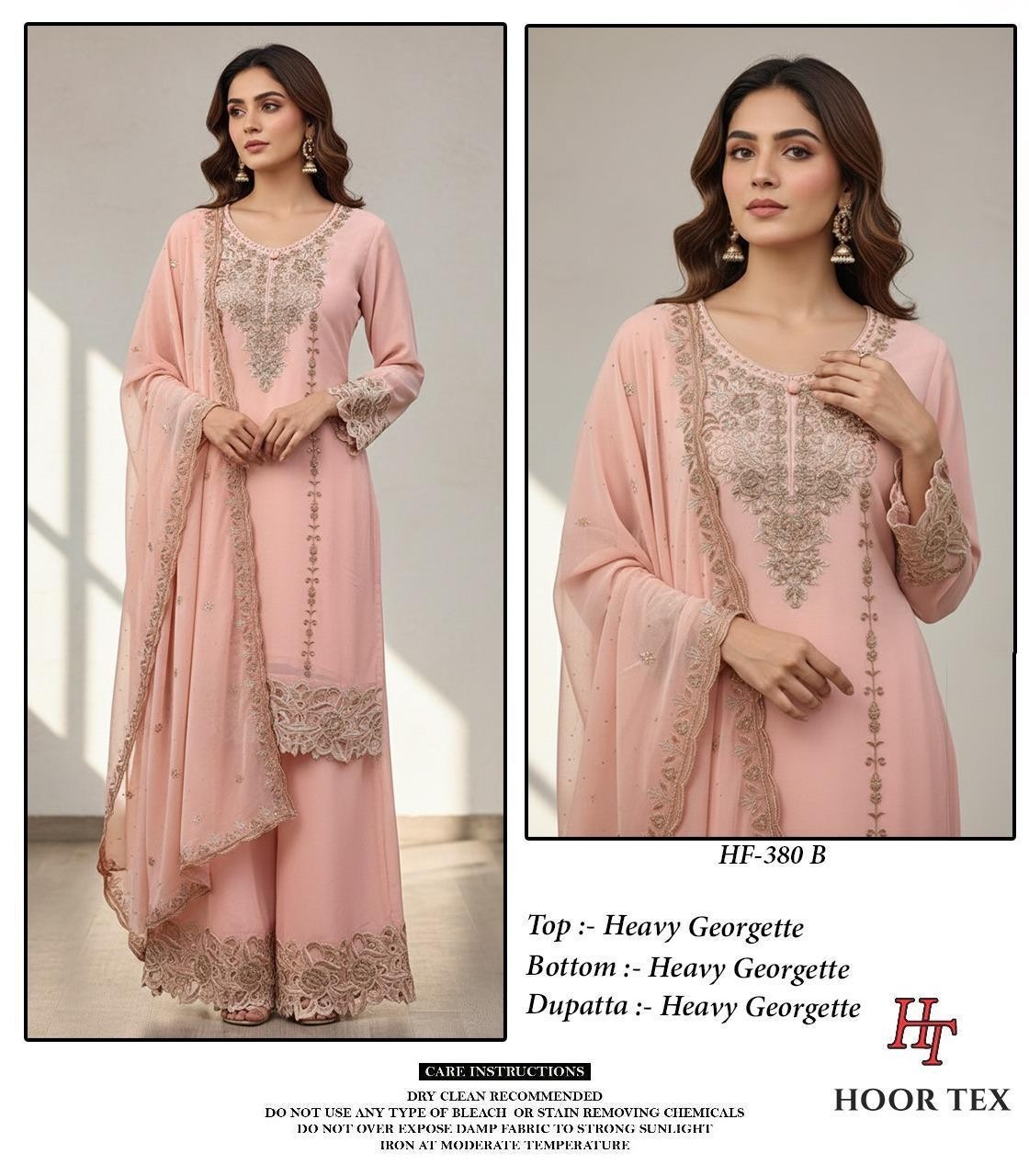 HOOR TEX HF-380 A to D – Full Stitched Heavy Georgette Pakistani Readymade Suit Single & Full Set Wholesale Price 