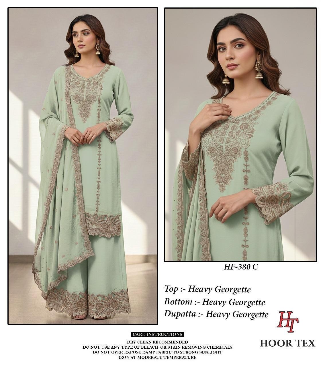 HOOR TEX HF-380 A to D – Full Stitched Heavy Georgette Pakistani Readymade Suit Single & Full Set Wholesale Price 