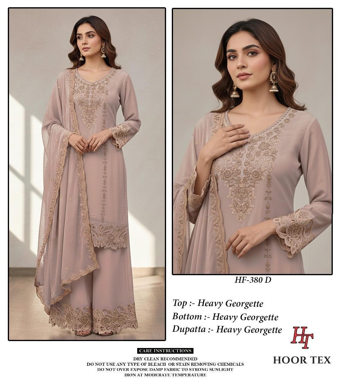 HOOR TEX HF-380 A to D – Full Stitched Heavy Georgette Pakistani Readymade Suit Single & Full Set Wholesale Price 