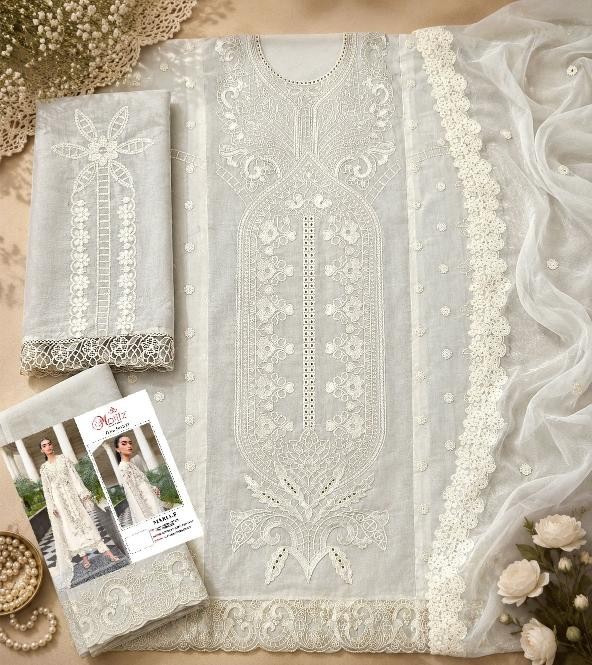 MARIA B Catalogue D.No. 5418 – Pure Cambric Cotton Embroidered Pakistani Suit Single & Wholesale price 