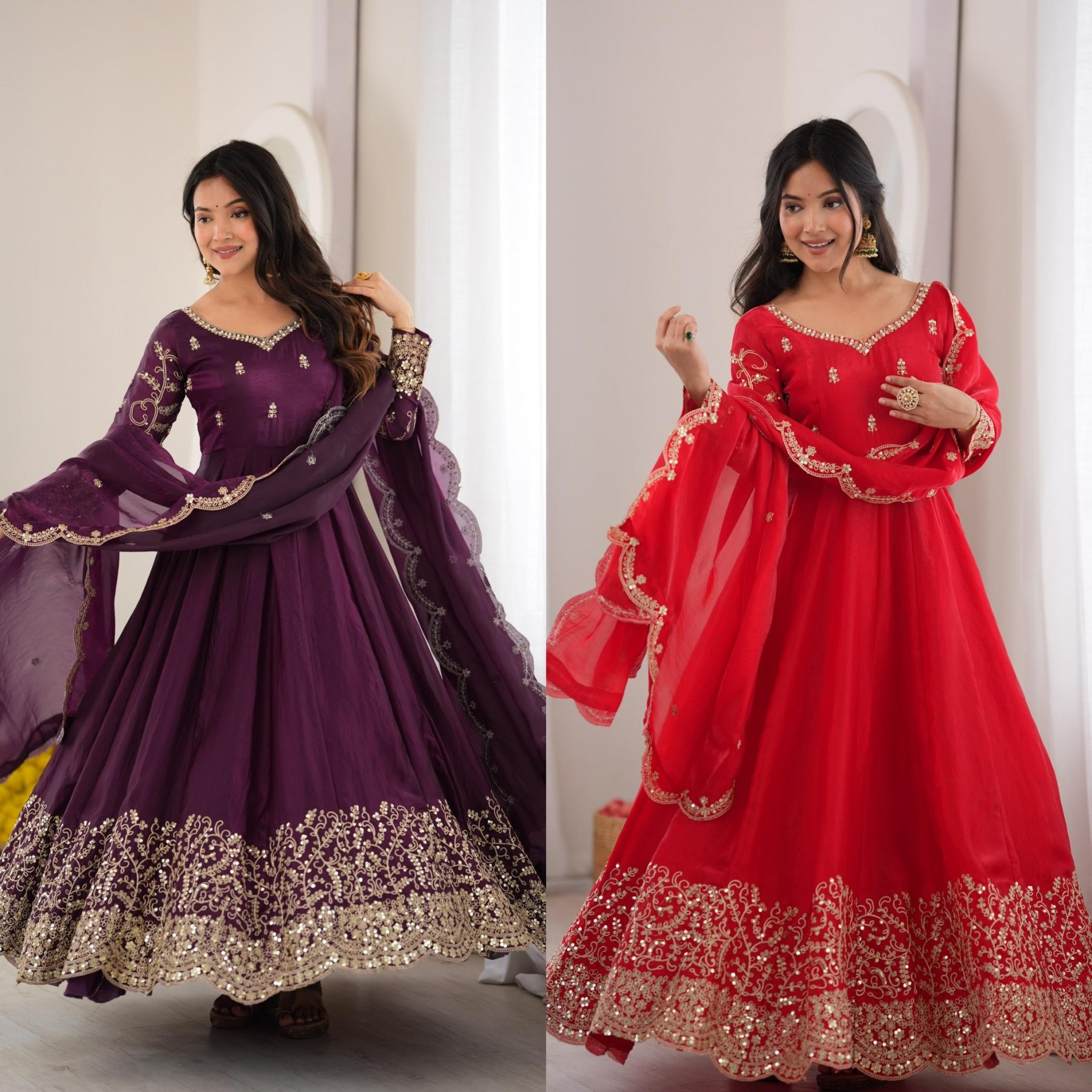 ZSR-3185 | Premium Fendy Silk Gown Set | RD Fashion Surat
