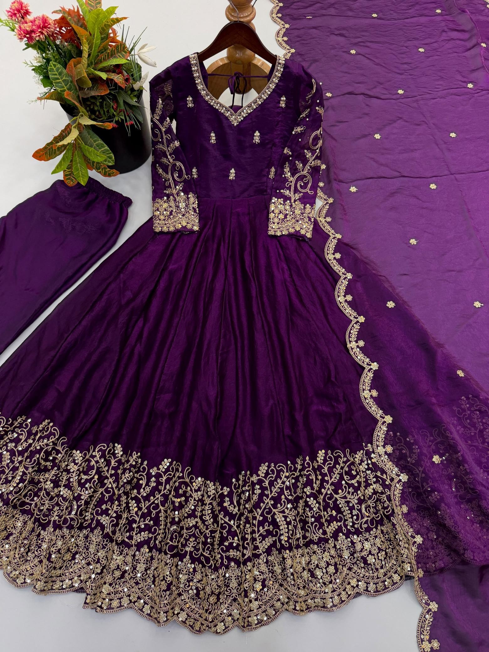 ZSR-3185 | Premium Fendy Silk Gown Set | RD Fashion Surat